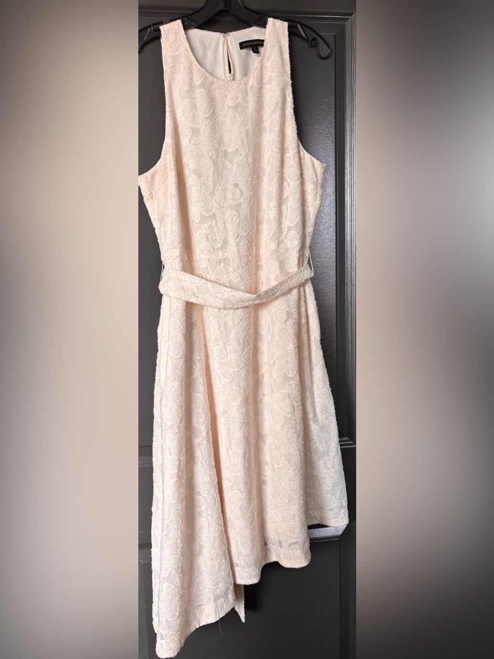 Banana Republic Cream Lace Midi Dress with Waist Tie